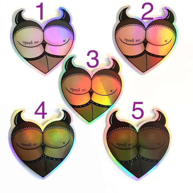 Get Perfect Holographic Big Booty Goth Gf Heart Valentine Vinyl Sticker  Here With A Big Discount.