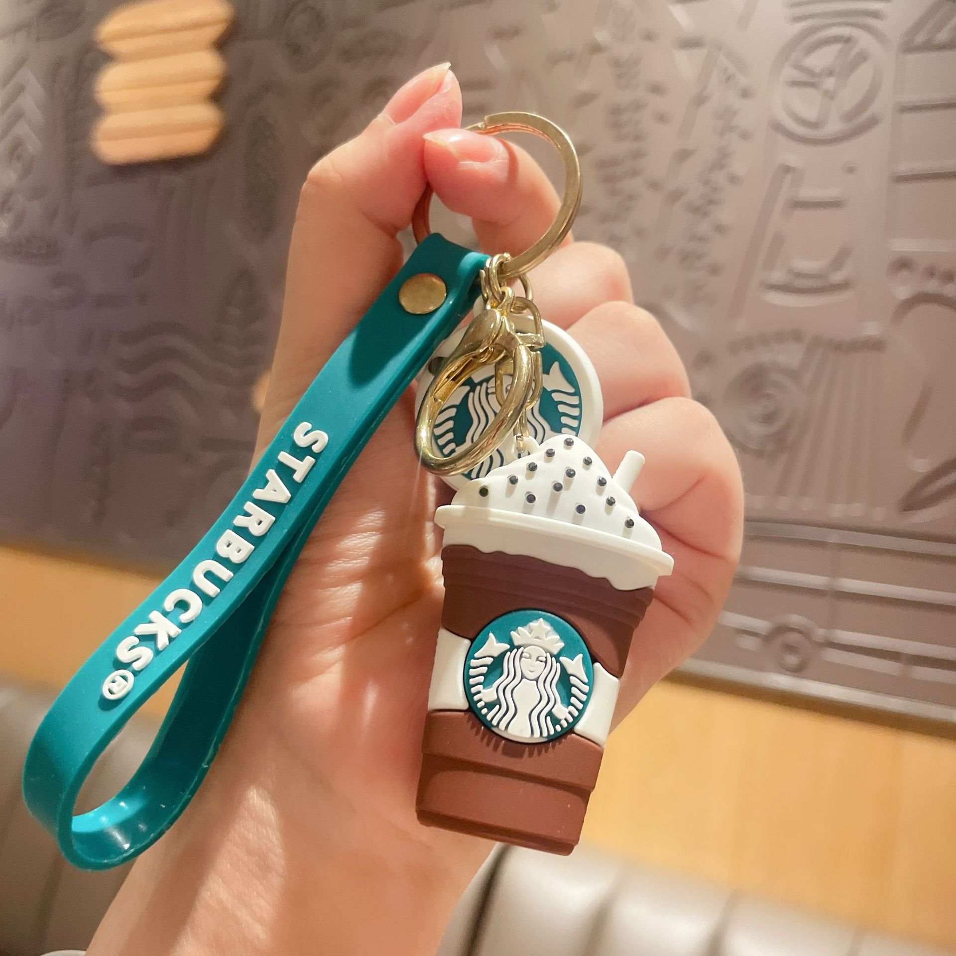 Cute Mini Snowglobe Starbucks Keychain, Starbucks Keychain#4