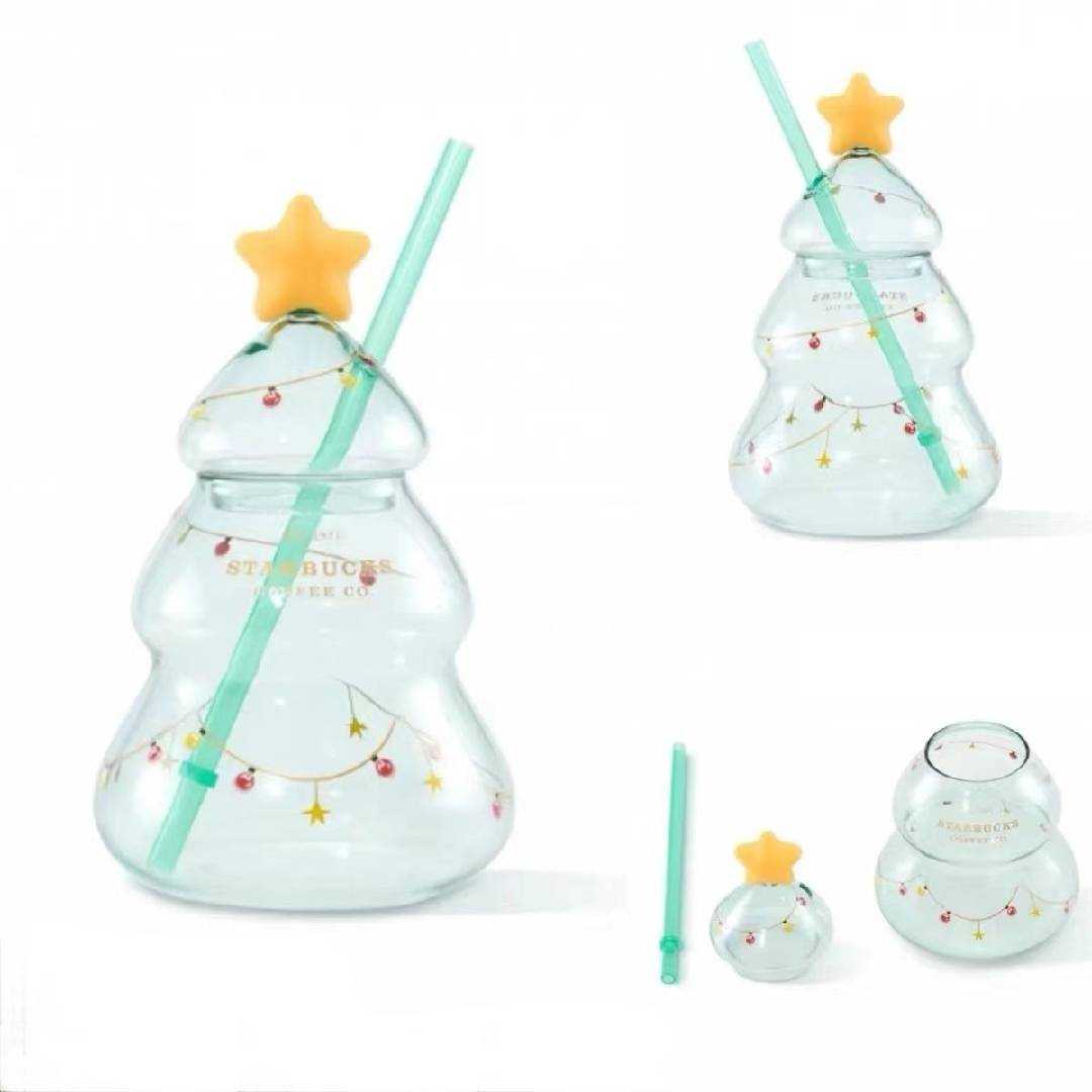 Christmas Tree Shape Glass Sippy Cup, Starbucks Coffee Mug#3