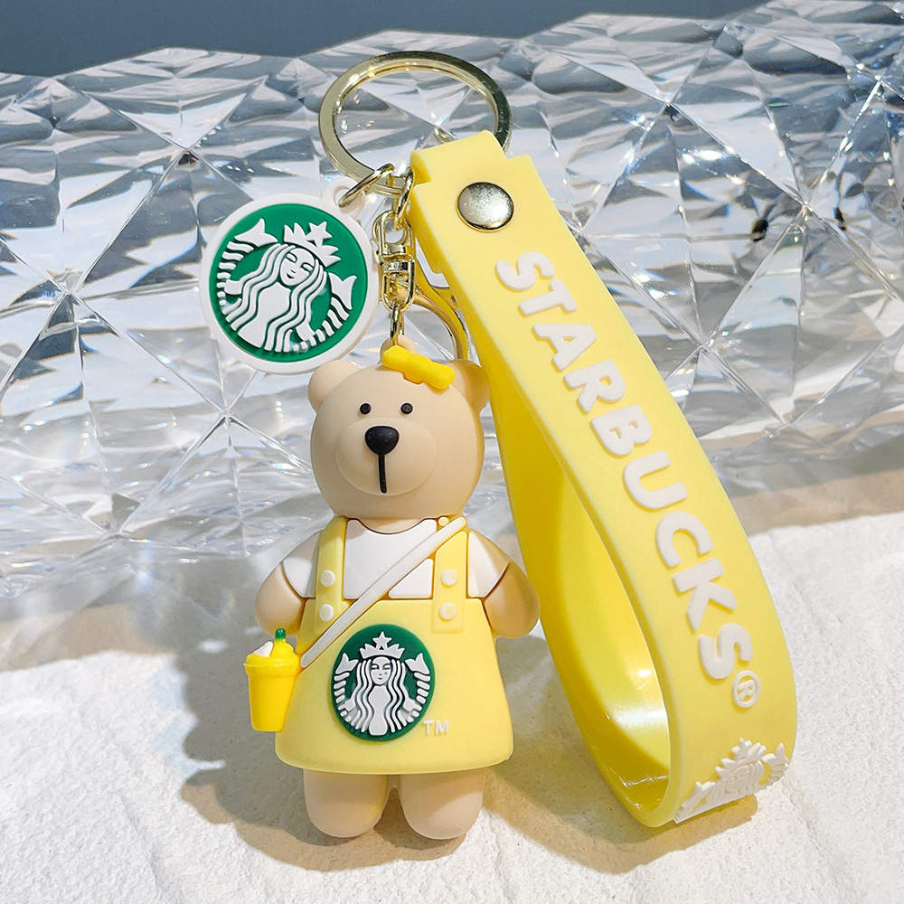 Yellow Starbucks 6.7cm Bear Keychain, Starbucks Keychain#1