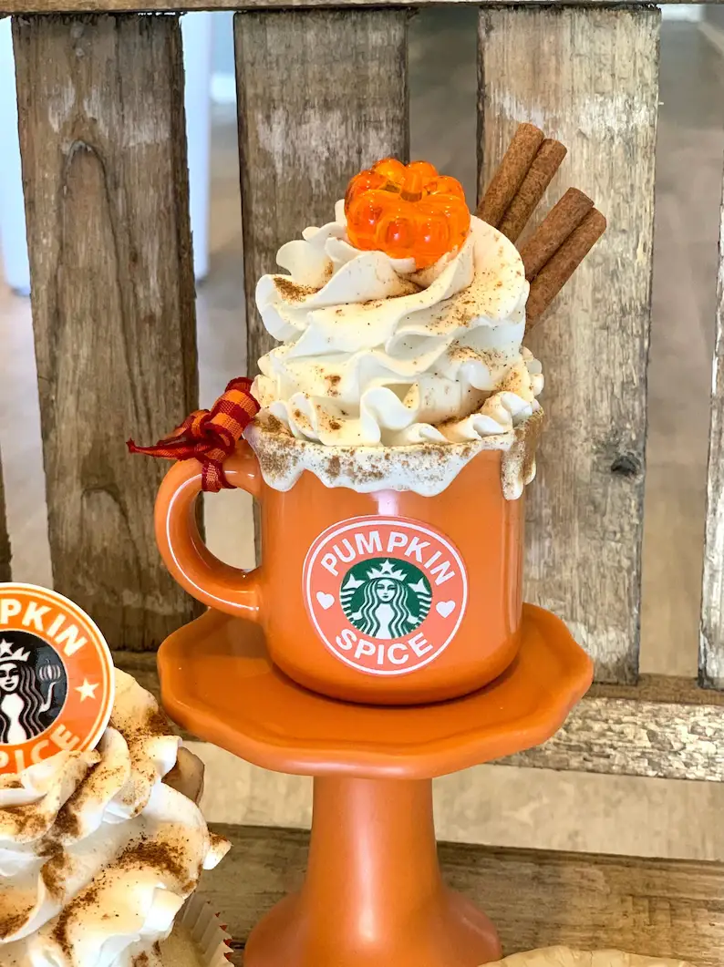 Pumpkin Spice Mini Mug, Faux Pumpkin Spice Whipped Topper, Fall Mini Mug#1