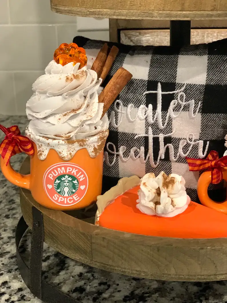Pumpkin Spice Mini Mug, Faux Pumpkin Spice Whipped Topper, Fall Mini Mug#2