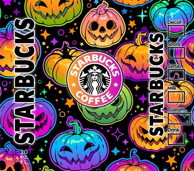 Colorful Halloween Starbucks Tumbler, Skinny Tumbler#2