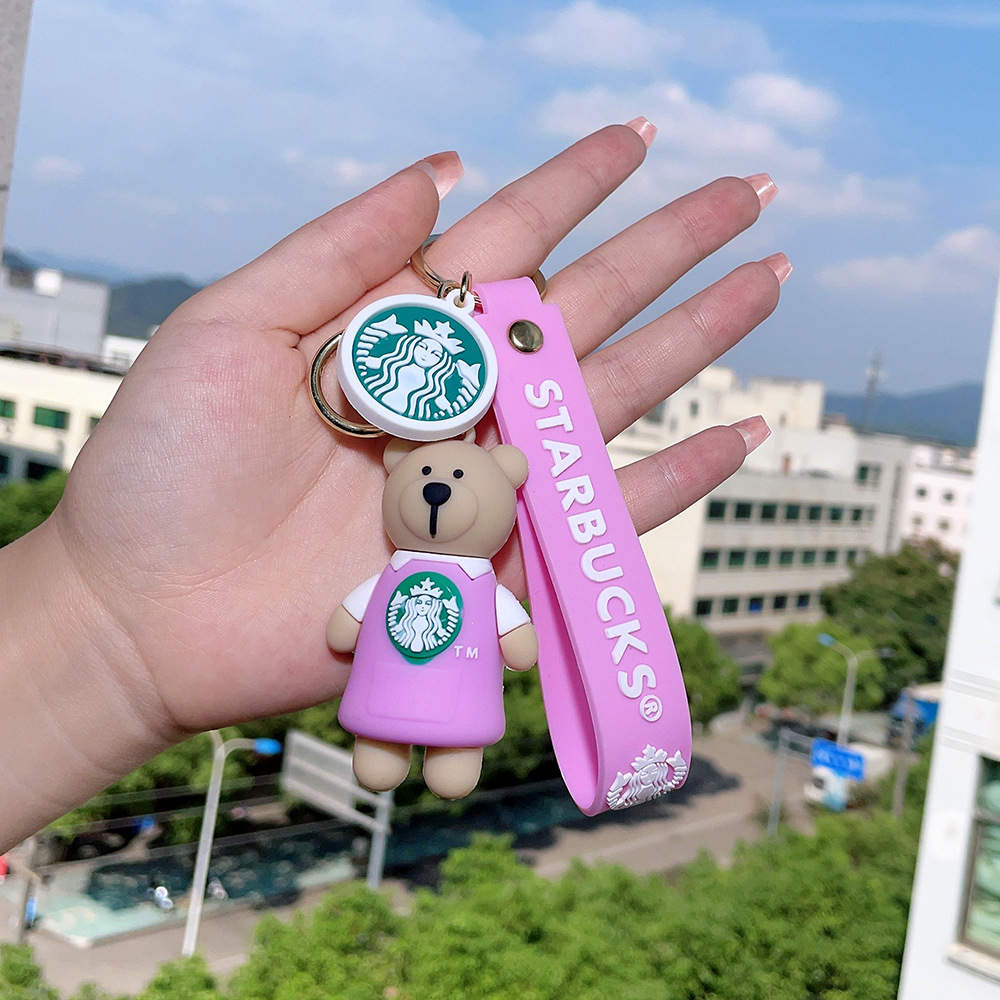 Pink Starbucks Bear Keychain For All Starbucks Lovers