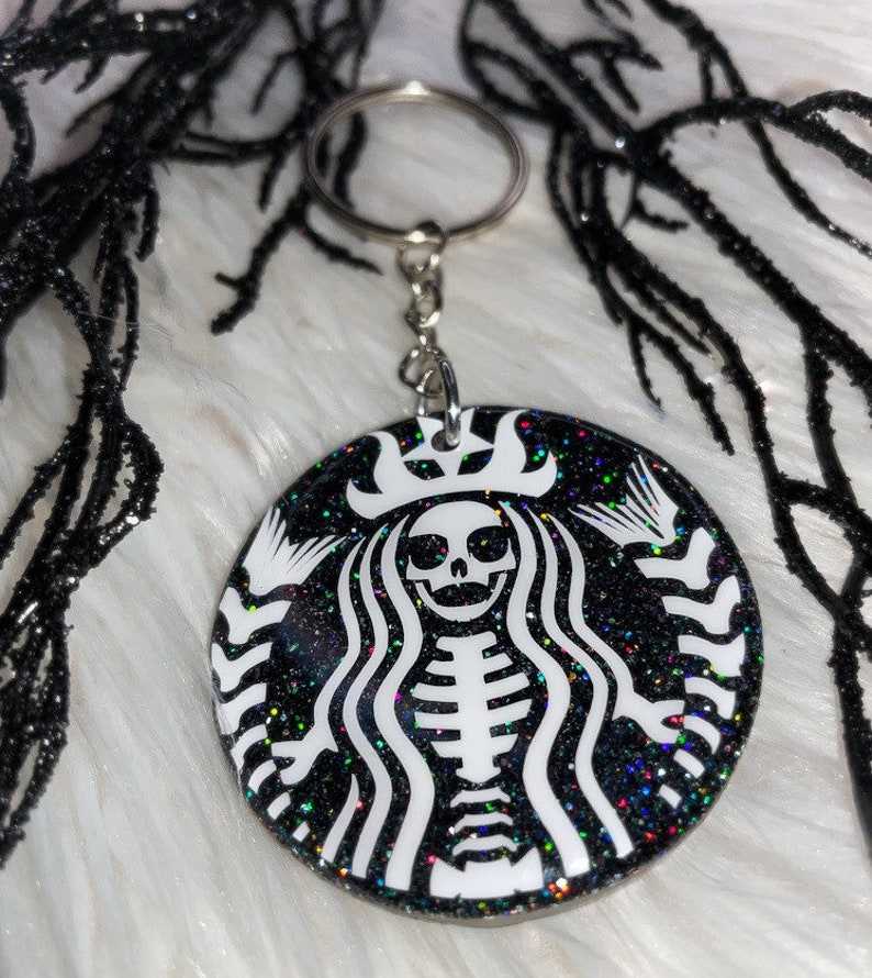 Spooky Skeleton Starbucks Keychain, Starbucks Keychain#1