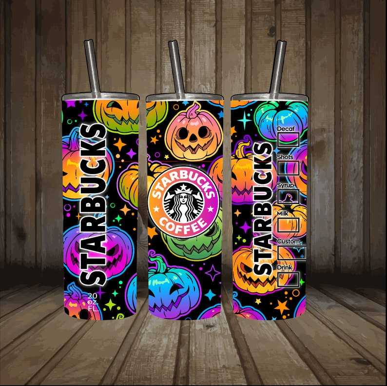 Colorful Halloween Starbucks Tumbler, Skinny Tumbler#1