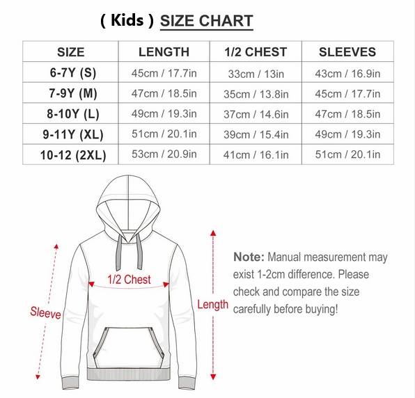 YOUTH HOODIE SIZE CHART