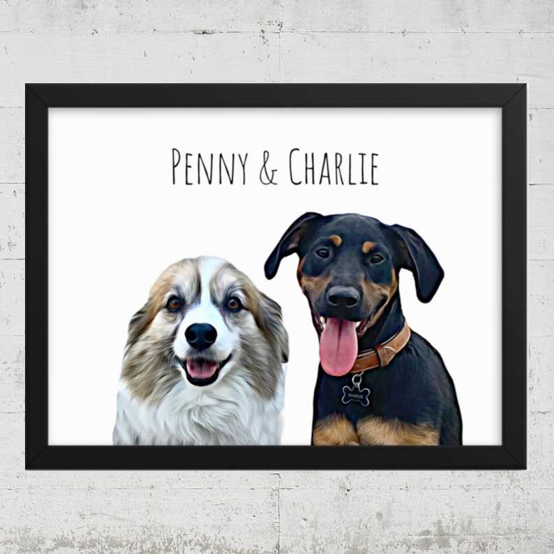 Custom Dog Portraits Frame Two Pet Portrait Frame Custom Pet Portraits Gift For Dogs Perfect Keepsake Frame for Pet Lovers#3