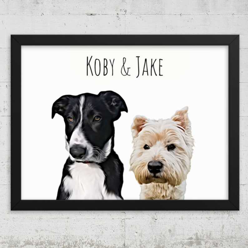 Custom Dog Portraits Frame Two Pet Portrait Frame Custom Pet Portraits Gift For Dogs Perfect Keepsake Frame for Pet Lovers#2