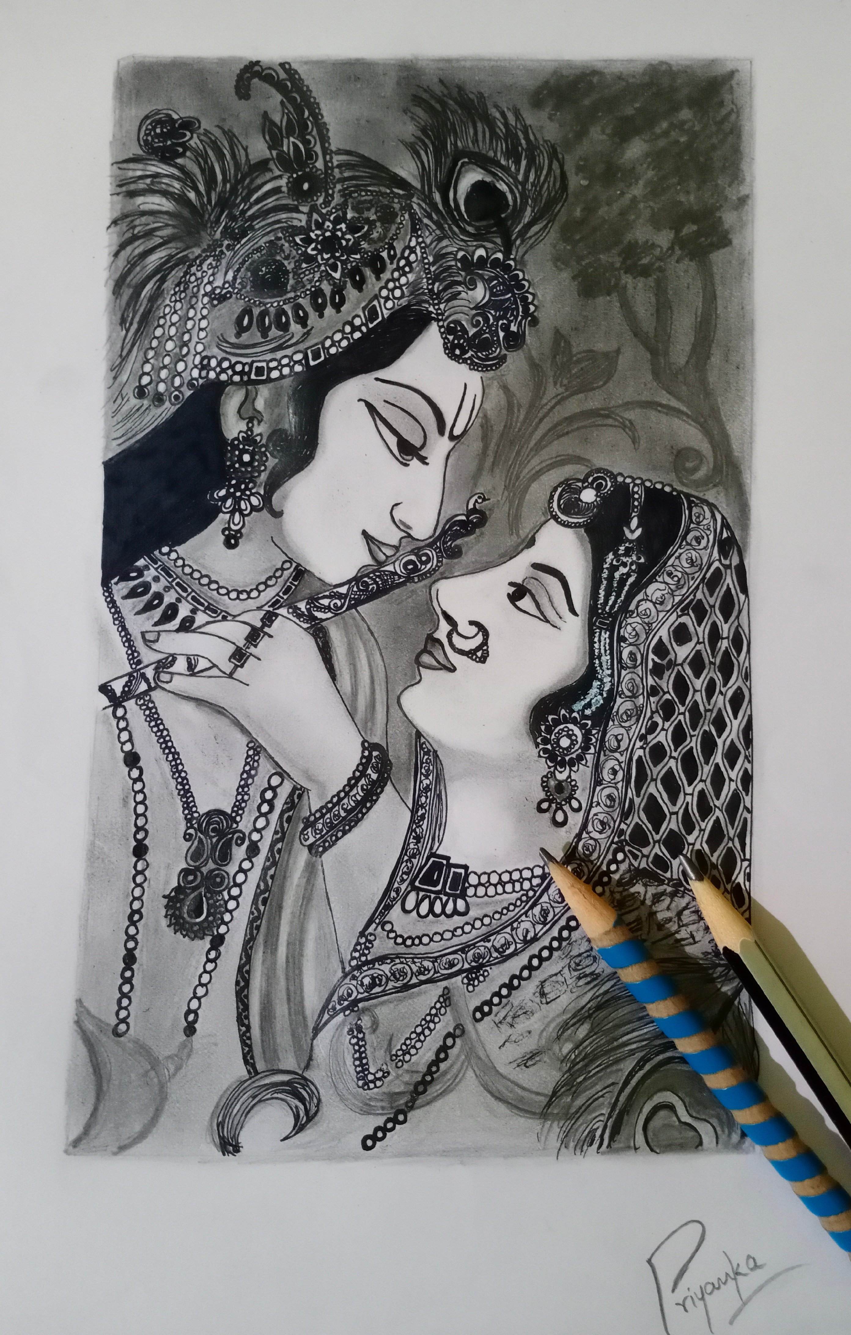 Romantic Radha Krishna Painting