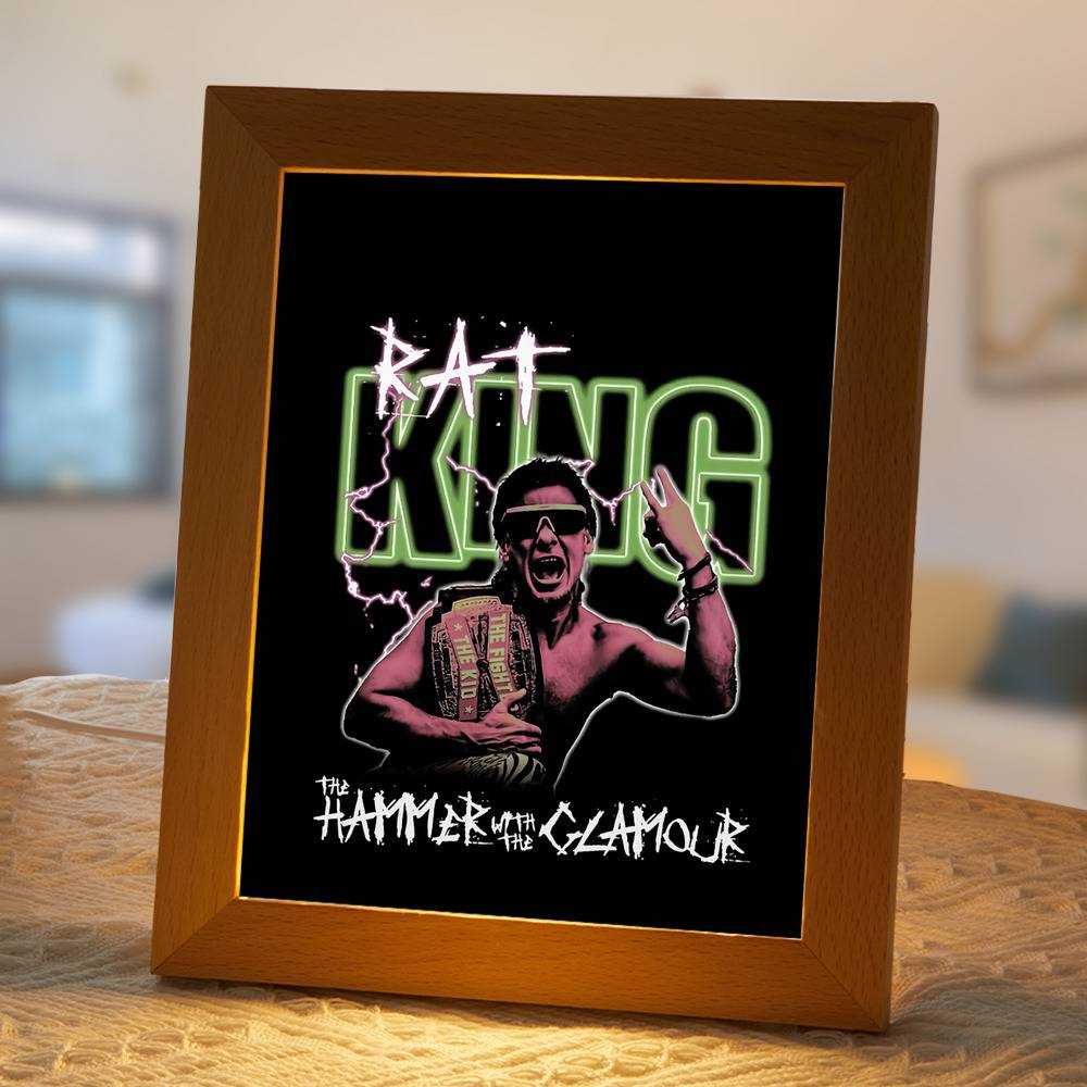 Theo Von Lamp Classic Celebrity Night Light Hammer With The Clamour by Theo Von Lamp with Wooden Frame
