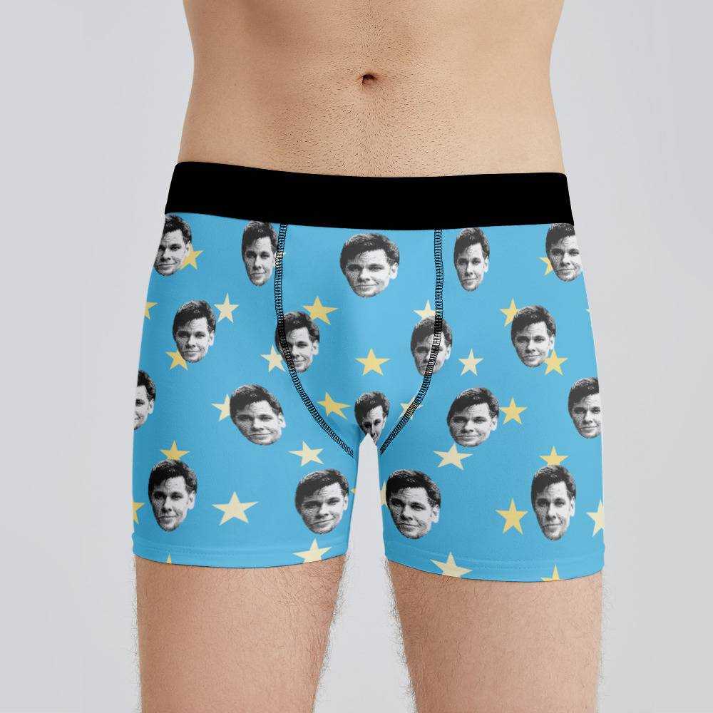 Theo Von Boxers Custom Photo Boxers Men's Underwear Little Star Boxers Blue