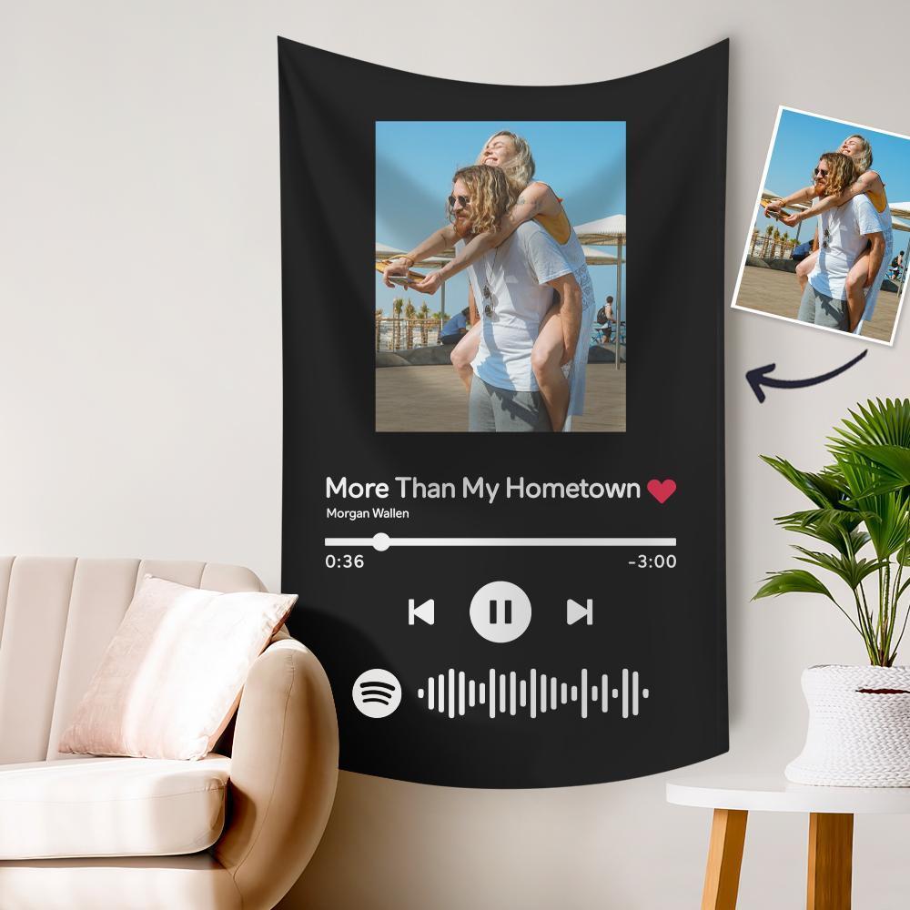 Custom Spotify Code Tapestry Wall Art Decoration Christmas Gifts Scannable Spotify Code Tapestry
