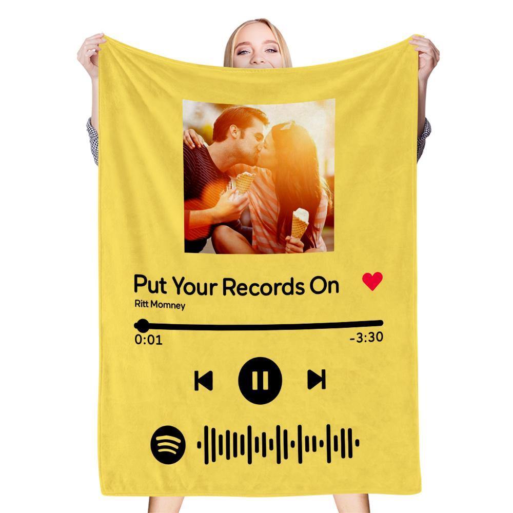 Scannable Spotify Music Code Blanket Personalized Photo Blanket Red