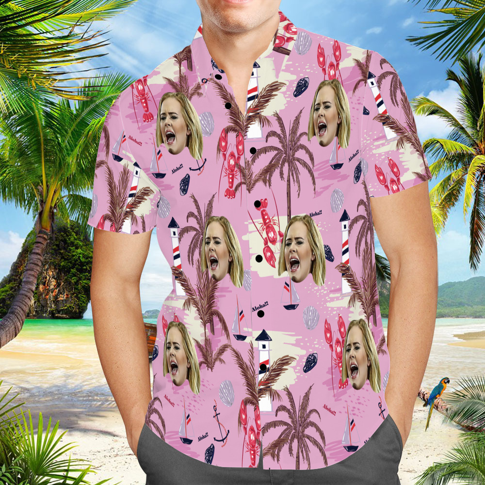 Adele Hawaiian Shirt Pink Chinoiserie Print Hawaiian Shirt