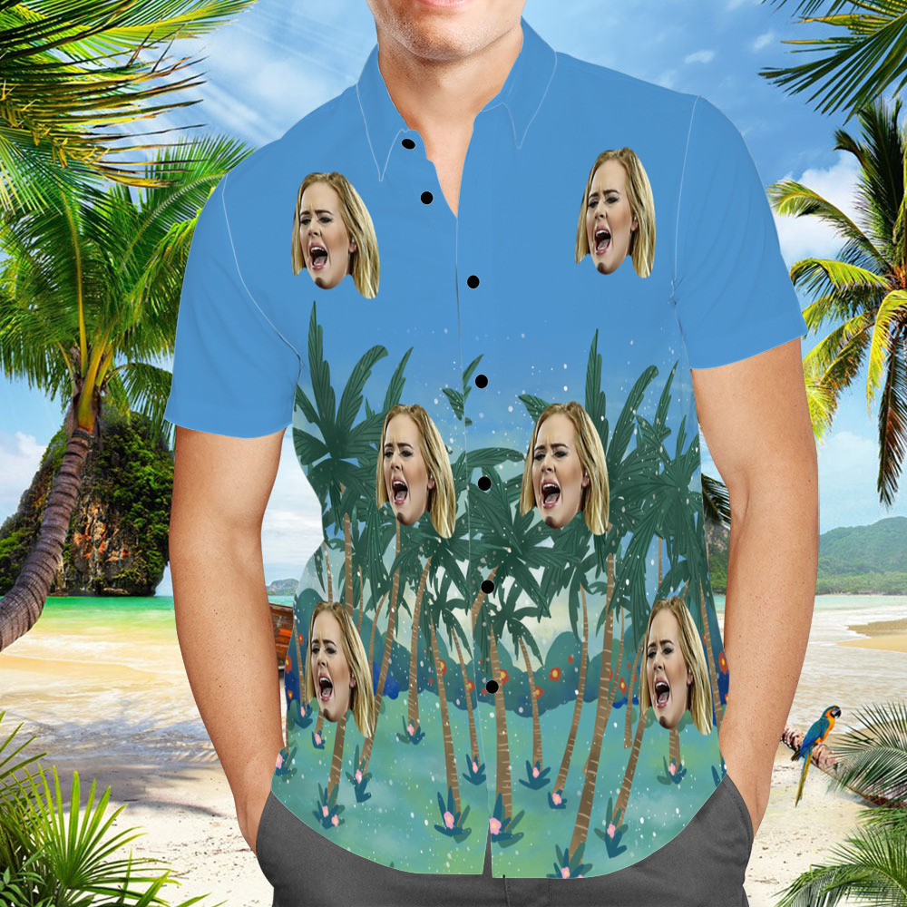 Adele Hawaiian Shirt Blue Coconut Grove Hawaiian Shirt