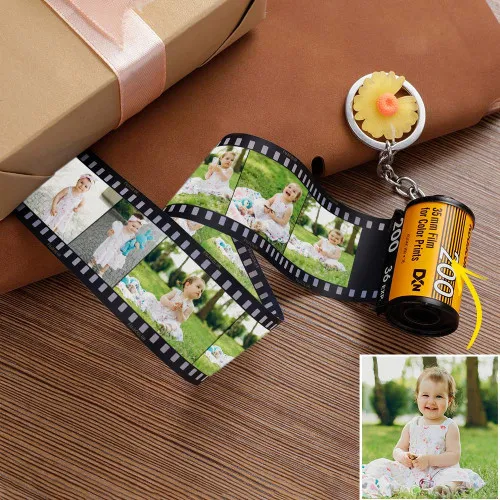 Custom Photo Film Roll Keychain Keyring Personalised Camera Picture  Memorial Album Gift For Pet Lover