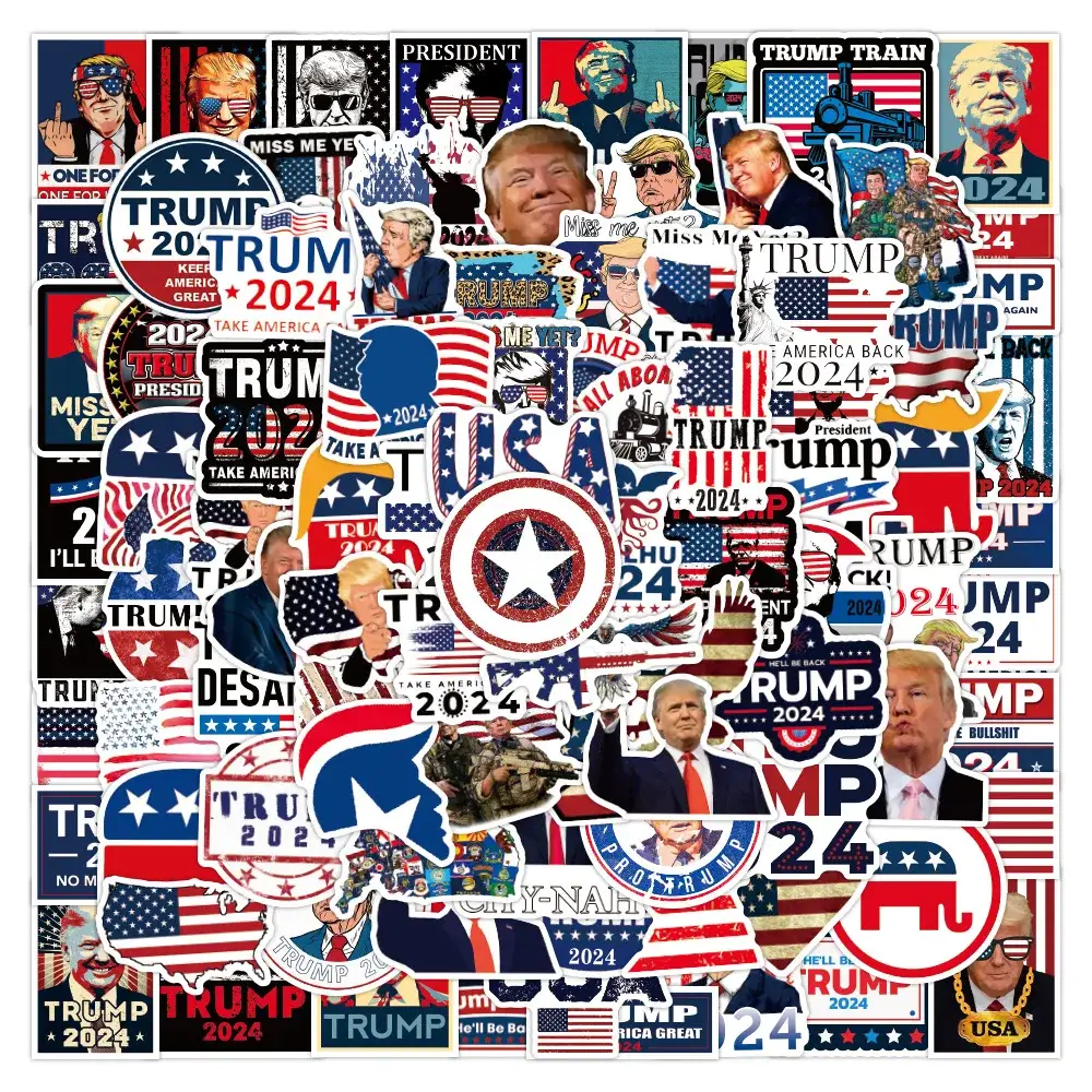 10/30/50/100PCS Cool Trump 2024 Waterproof Stickers