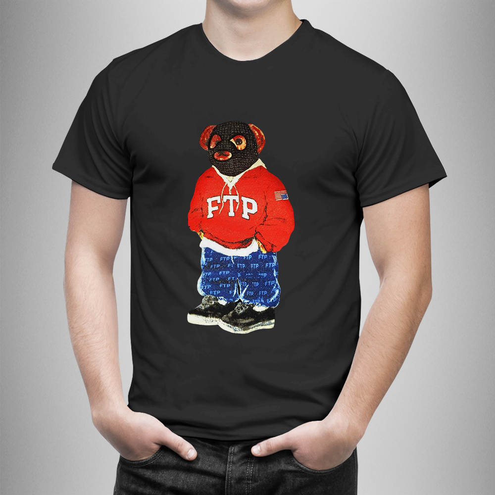 FTP T-shirts, FTP Fuck The Population Bear With Red Hoodie Classic T-Shirt