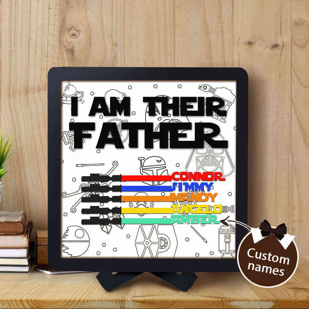 Personalized 5 Names Light Saber Wooden Plaque I Am Their Father Wooden Sign Christmas Day Gifts#1