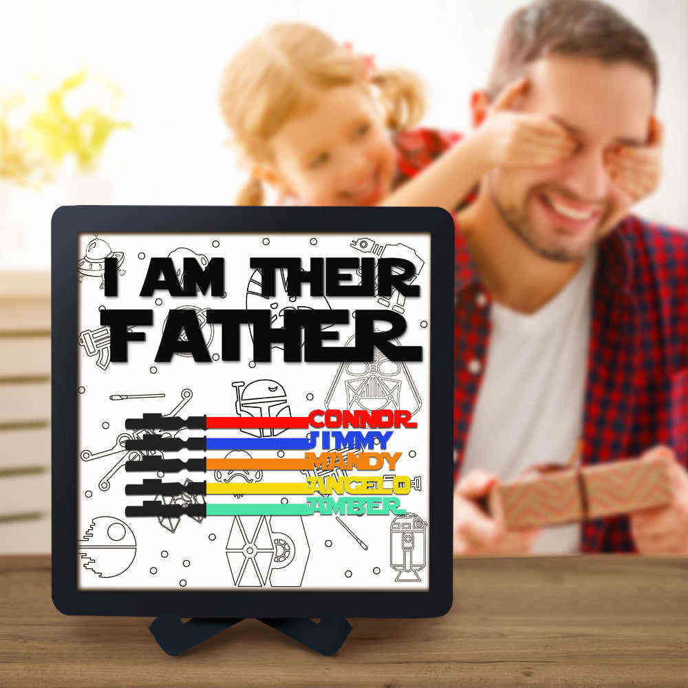 Personalized 5 Names Light Saber Wooden Plaque I Am Their Father Wooden Sign Christmas Day Gifts#3