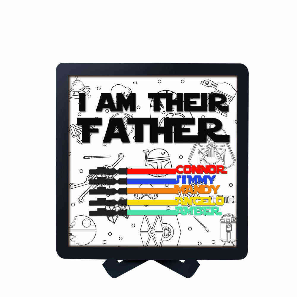 Personalized 5 Names Light Saber Wooden Plaque I Am Their Father Wooden Sign Christmas Day Gifts#2