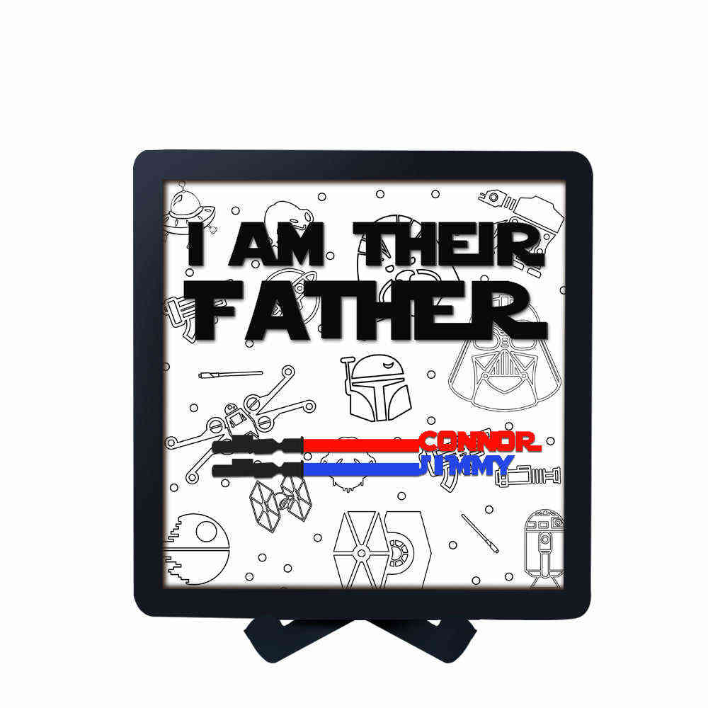 Personalized 2 Names Light Saber Wooden Plaque I Am Their Father Wooden Sign Christmas Day Gifts#1