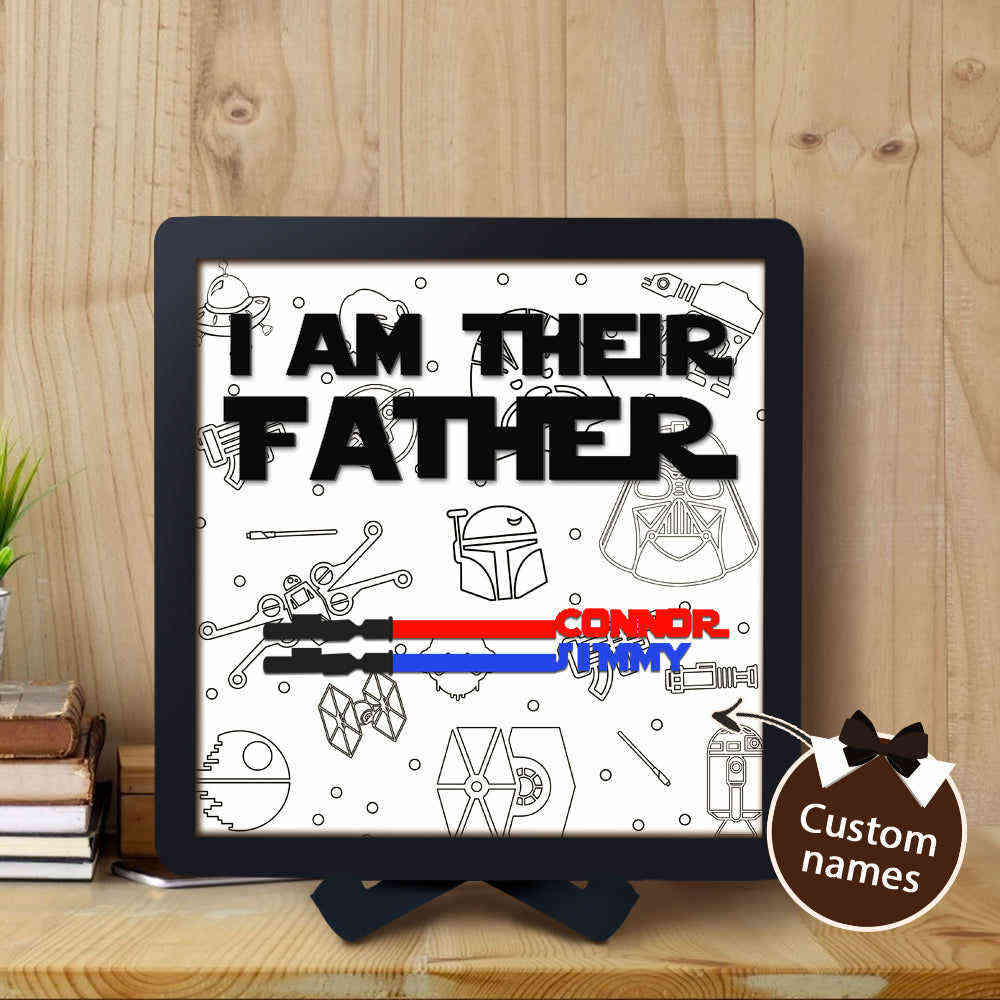 Personalized 2 Names Light Saber Wooden Plaque I Am Their Father Wooden Sign Christmas Day Gifts#2