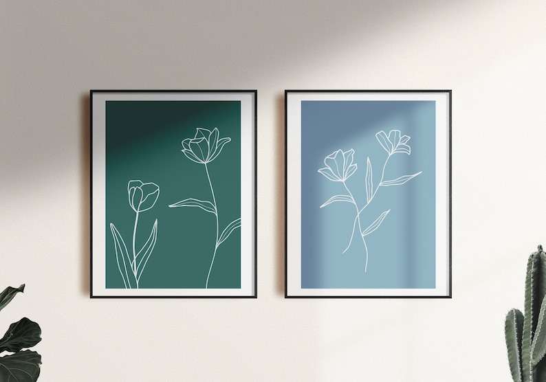 Flowers and Leaves Line Art Clipart Bundle Spring Flower Botanical Illustrations Set#3