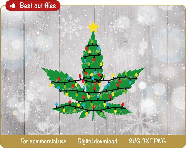 Cannabis Christmas Tree Svg Marijuana Christmas Lights Svg, Pot Leaf Svg Digital Download#1