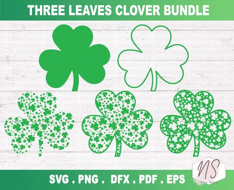 St Patricks Day Clover Svg Shamrock Svg, Three Leaf Svg, Cricut Cut Files, Silhouette Files Digital Download#1
