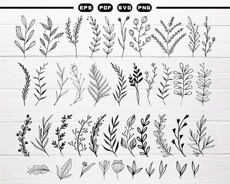 Leaves Svg Leaf Dividers Svg Hand Drawn Leaf Dividers for Cricut &amp; Silhouette Digital Download#1
