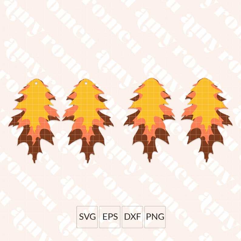 Stacked Autumn Leaf Earring Svg Fall Leaf Svg Cricut Silhouette Earring Templates Digital Download#2