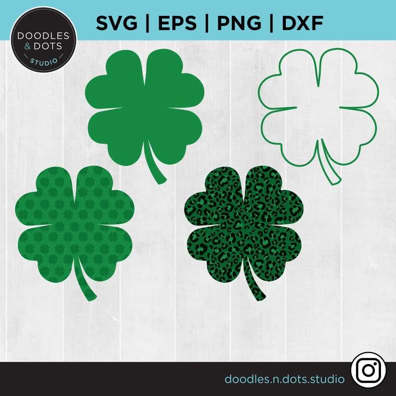 Four Leaf Clover Instant Digital Download, SVG, PNG, JPG Files