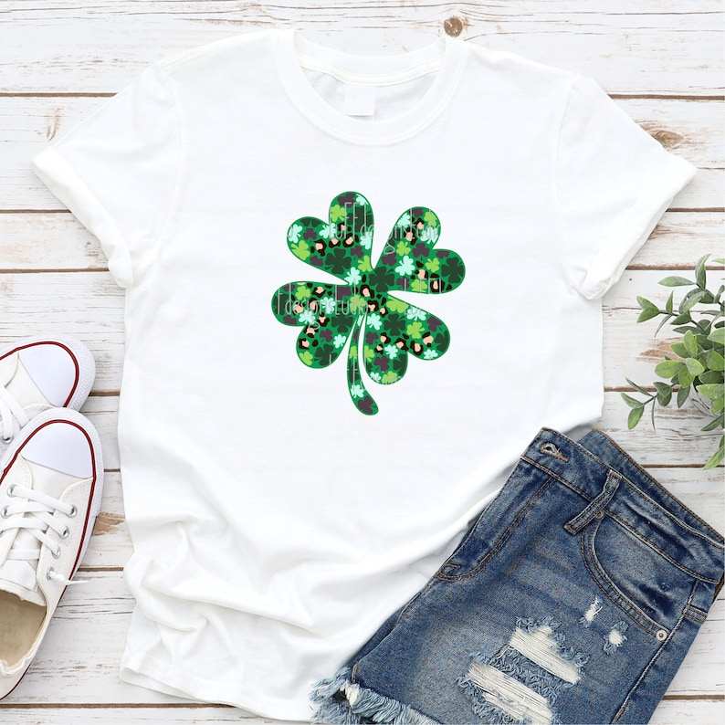 Four Leaf Clover Svg St Patty's Day Shirt Svg Cricut Cut Files Digital Download#3