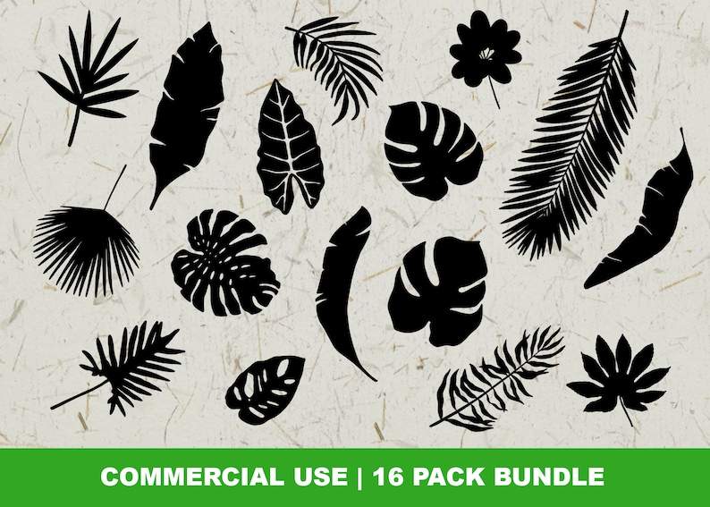 Tropical Leaves Svg Bundle Tropical Leaf Svg Monstera Clip Art Set Cut File For Cricut#2