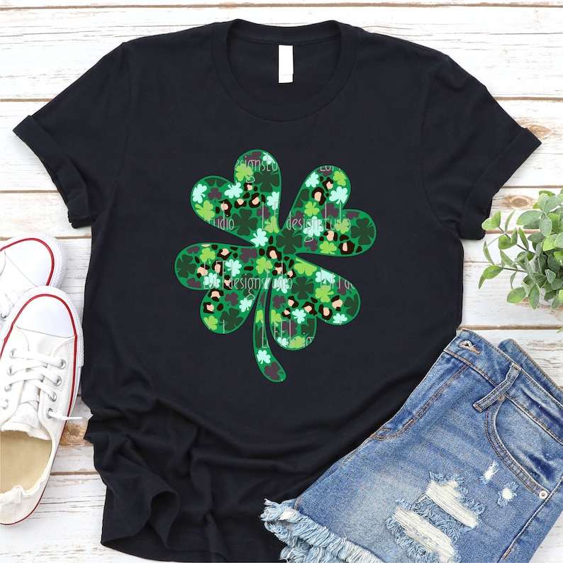 Four Leaf Clover Svg St Patty's Day Shirt Svg Cricut Cut Files Digital Download#2