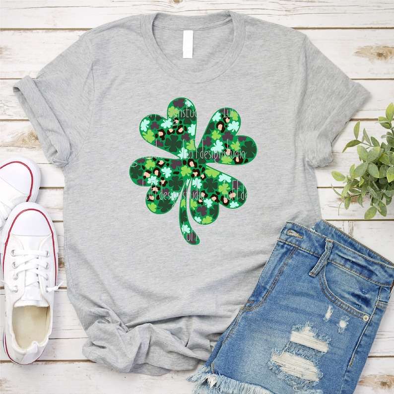 Four Leaf Clover Svg St Patty's Day Shirt Svg Cricut Cut Files Digital Download#1
