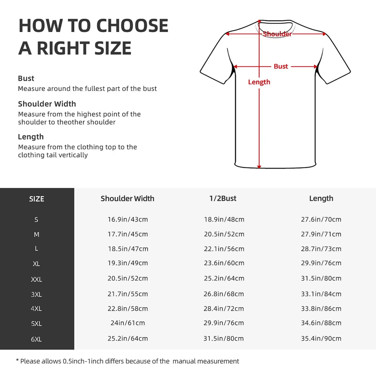 In Glock We Trust T-Shirts Size Chart