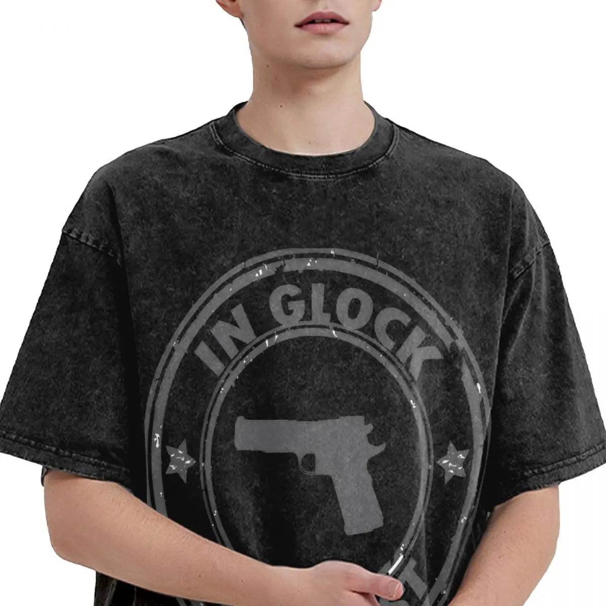  In Glock We Trust Hip Hop Novelty T-Shirt Design Idea Drawing