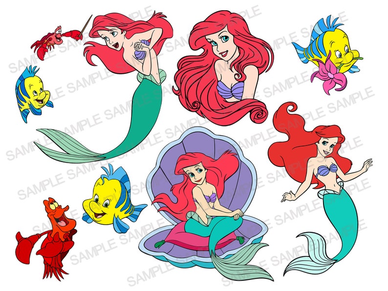 Little Mermaid, autoCAD DXF, Ariel, seashell, pasta, mermaid, Sea