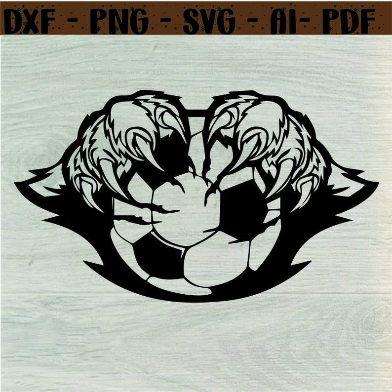 Soccer Ball Svg Cutting Files, Soccer Ball Animal Claw Mascot Hold Futball SVG PNG