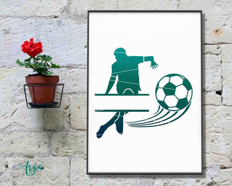 Soccer Ball Svg With Name, Split Monogram Soccer Svg World Cup Svg Soccer Cut File#4