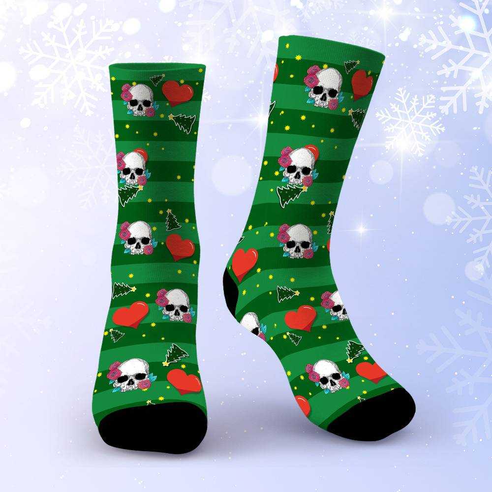 Morbid Podcast Socks Custom Photo Socks Christmas Socks Heart Stripe Print