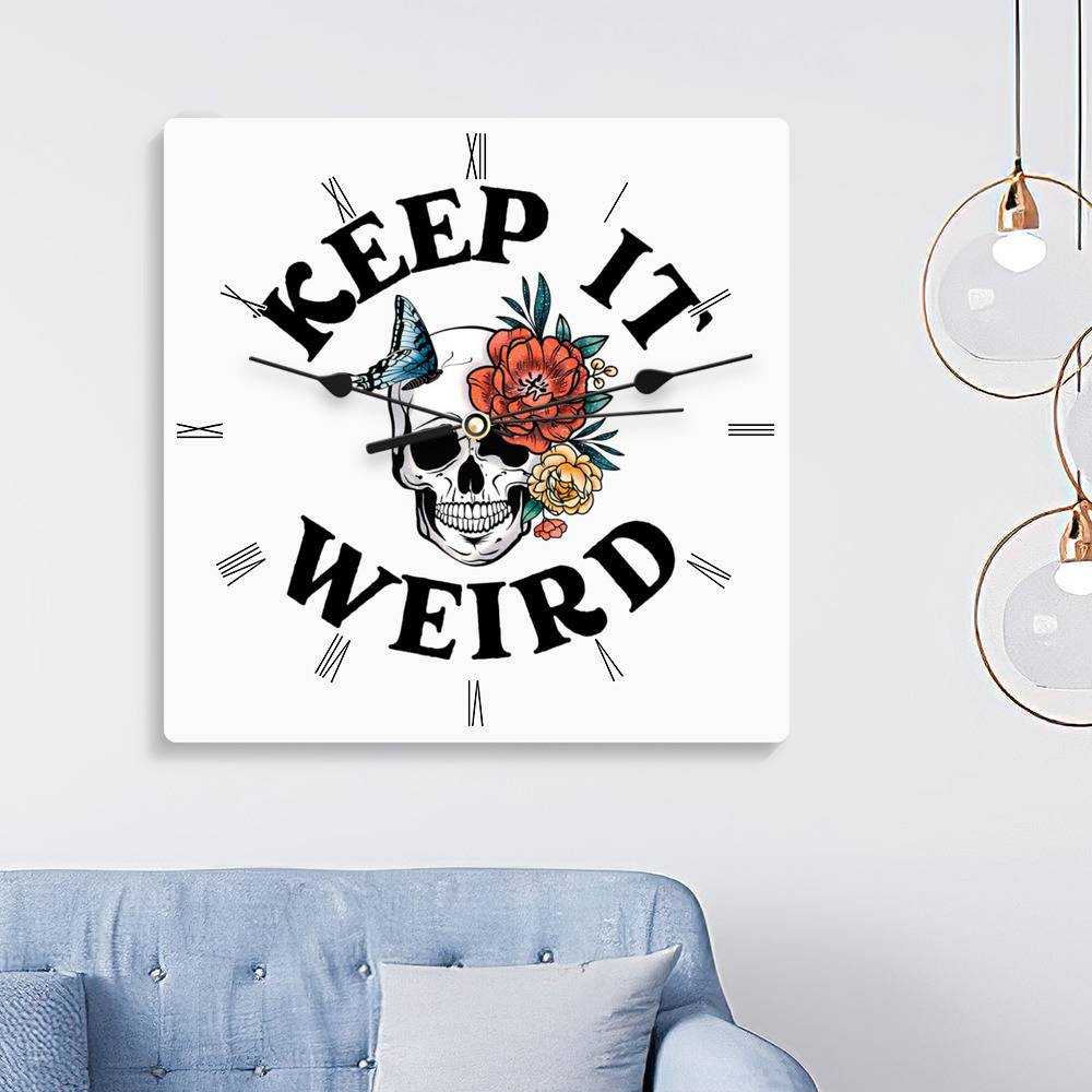 Morbid Podcast Square Wall Clock Home Decor Wall Clock Gifts for Morbid Podcast Fans Keep it Weird Wall Clock