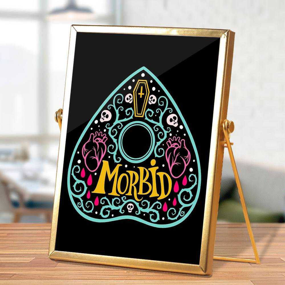 Morbid Podcast Plaque Classic Celebrity Plaque Ouija Planchette by Morbid Podcast Plaque with Golden Frame