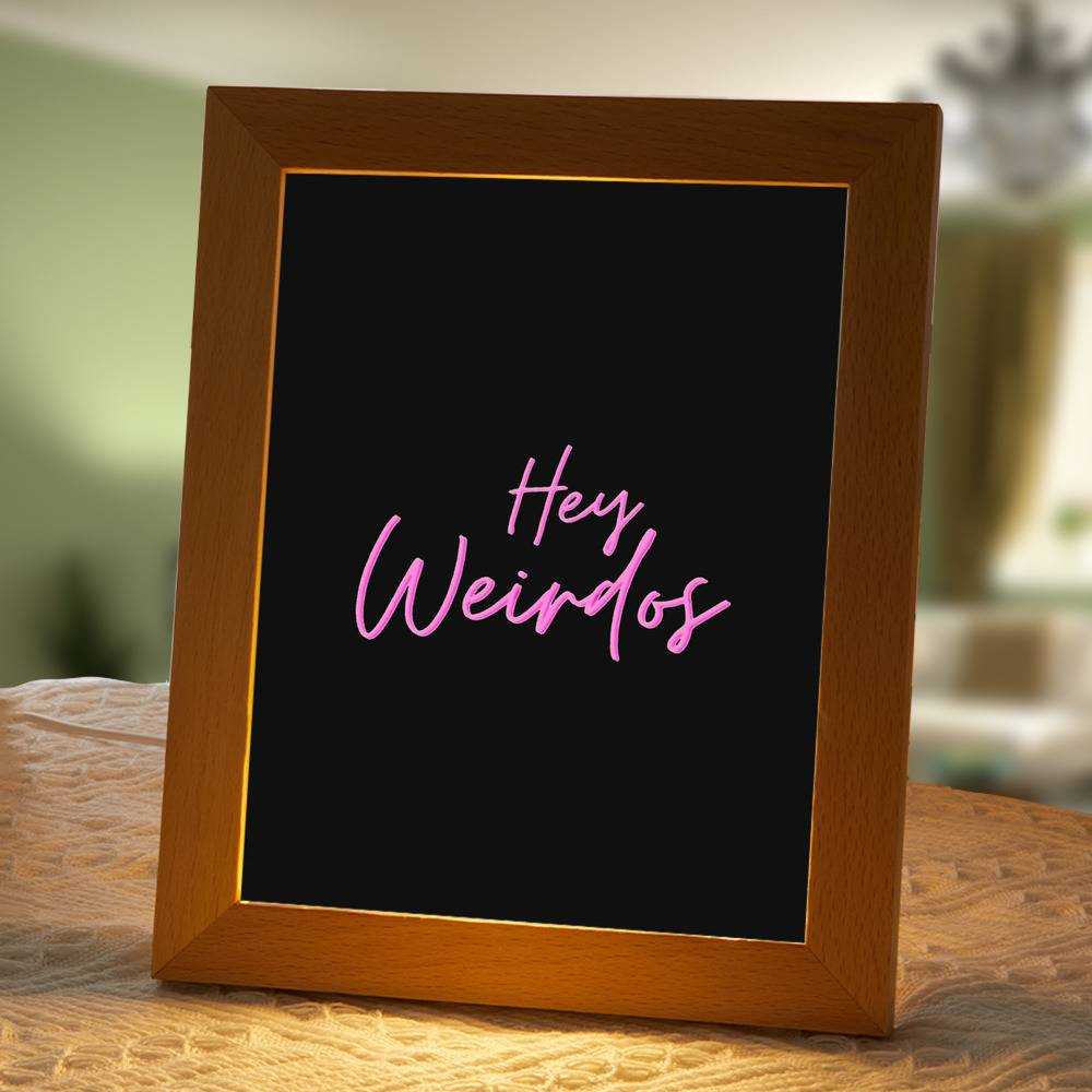 Morbid Podcast Lamp Classic Celebrity Night Light Hey Weirdos by Morbid Podcast Lamp with Wooden Frame