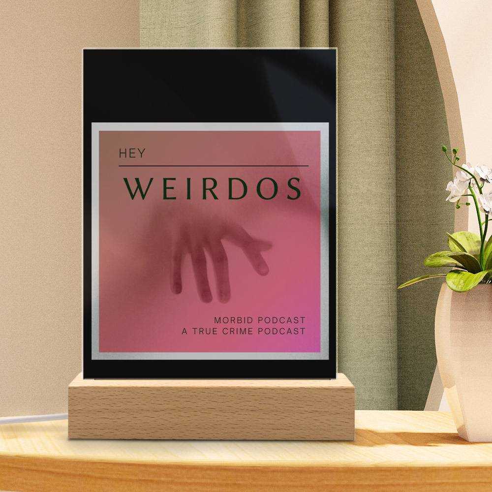 Morbid Podcast Lamp Classic Celebrity Night Light Hey Weirdos Classic by Morbid Podcast Lamp with Wooden Base