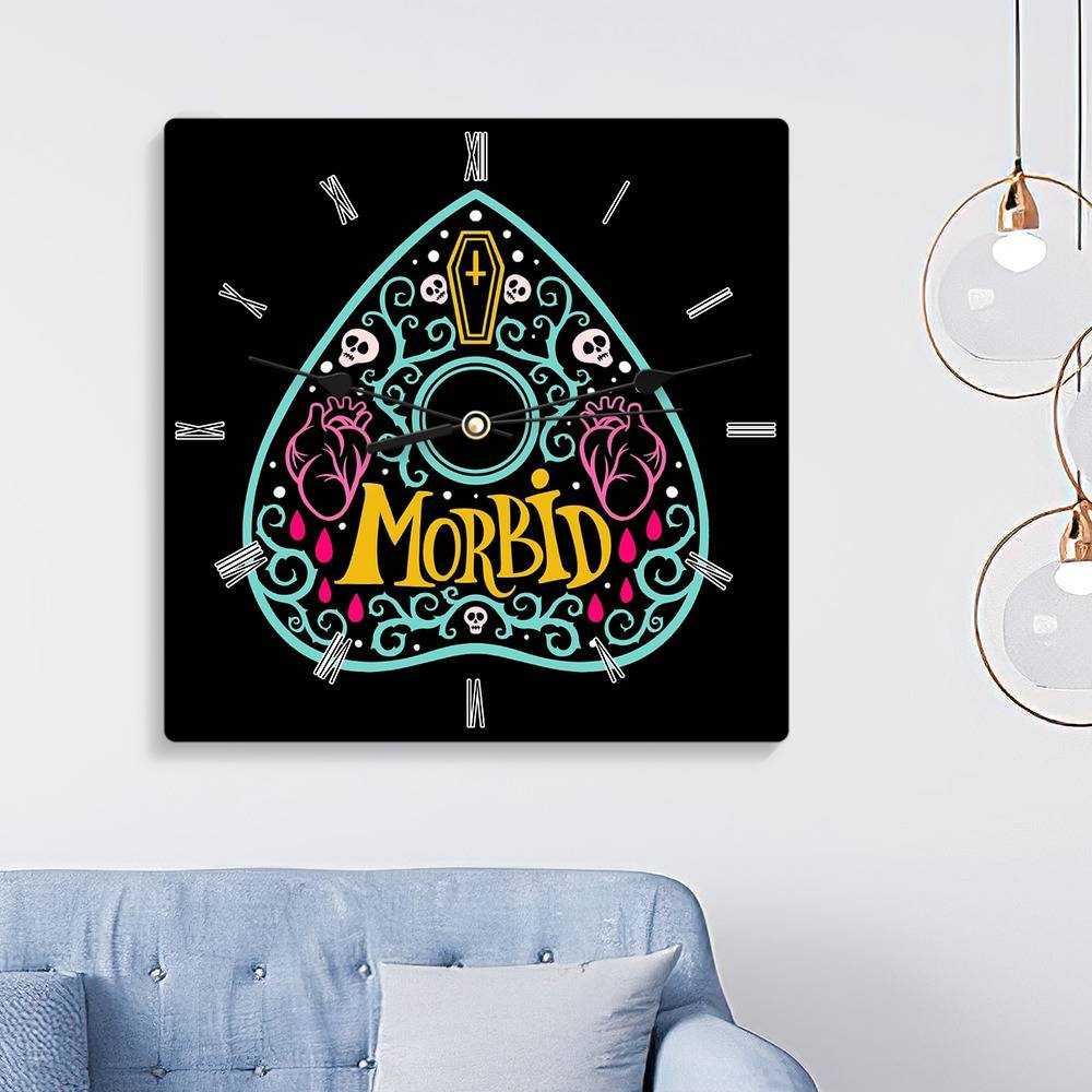 Morbid Podcast Square Wall Clock Home Decor Wall Clock Gifts for Morbid Podcast Fans Ouija Planchette Wall Clock