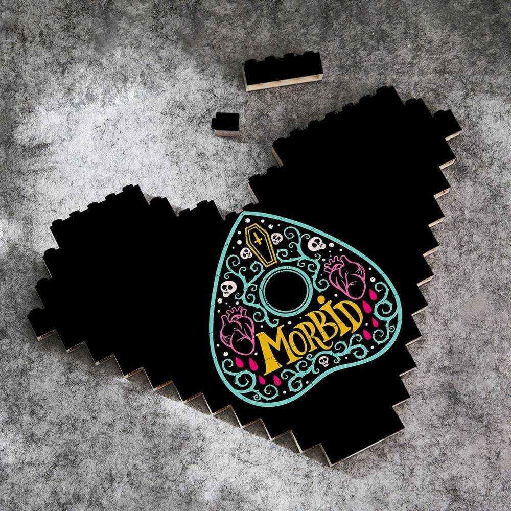 Morbid Podcast Merch Heart Shape Building Blocks Gift for Fans Ouija Planchette Building Blocks
